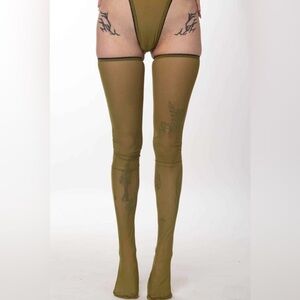 Solstice Intimates Sheer Thigh High Socks in Brown Sugar